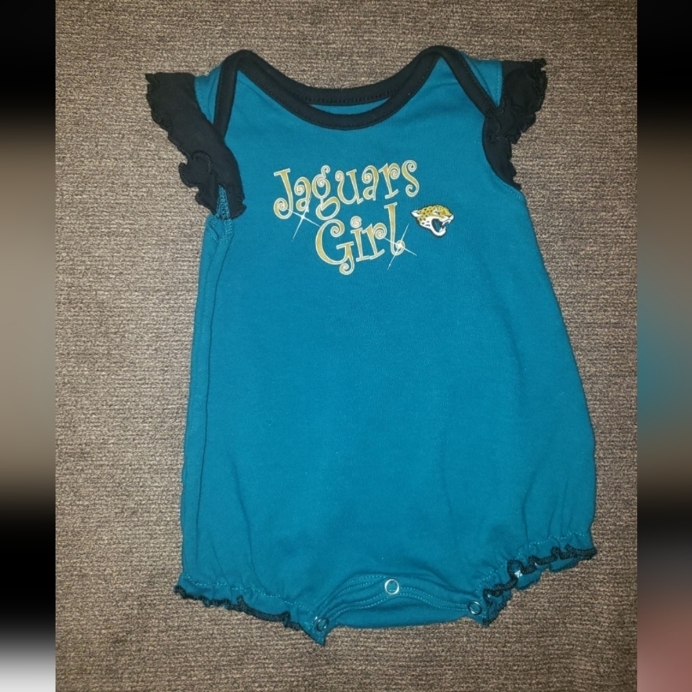 JACKSONVILLE JAGUARS Baby Girl onesie NFL Ruffle Sleeve Sz 3-6 Months